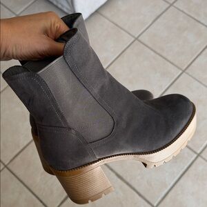 Gray Faux Suede Ankle Boots